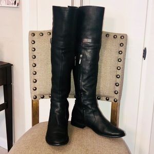 Over the Knee Black Leather Boots